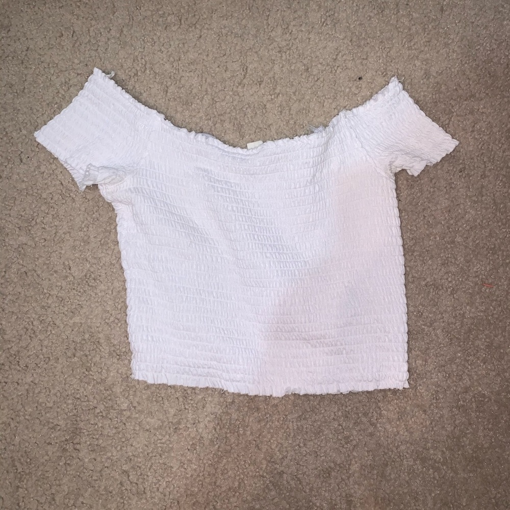 white off the shoulder crop top